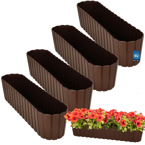 Oval kasse til altanurtepotte rustik brun 60 cm 4 stk.