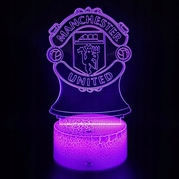 Manchester Uniteds vapensköld nattlampa för barn 16 LED 3D + fjärrkontroll