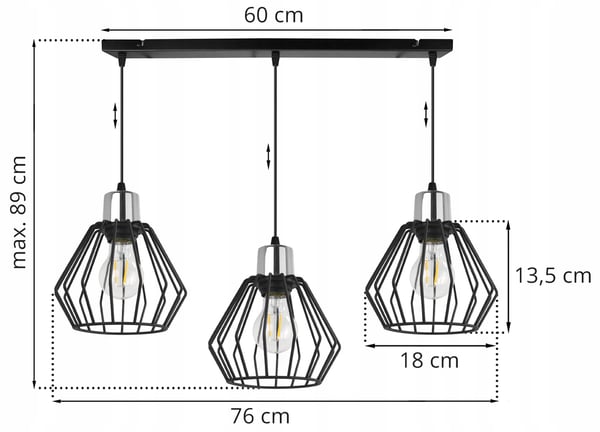 Hængelampe, loftslysekrone, trådskærm, LED