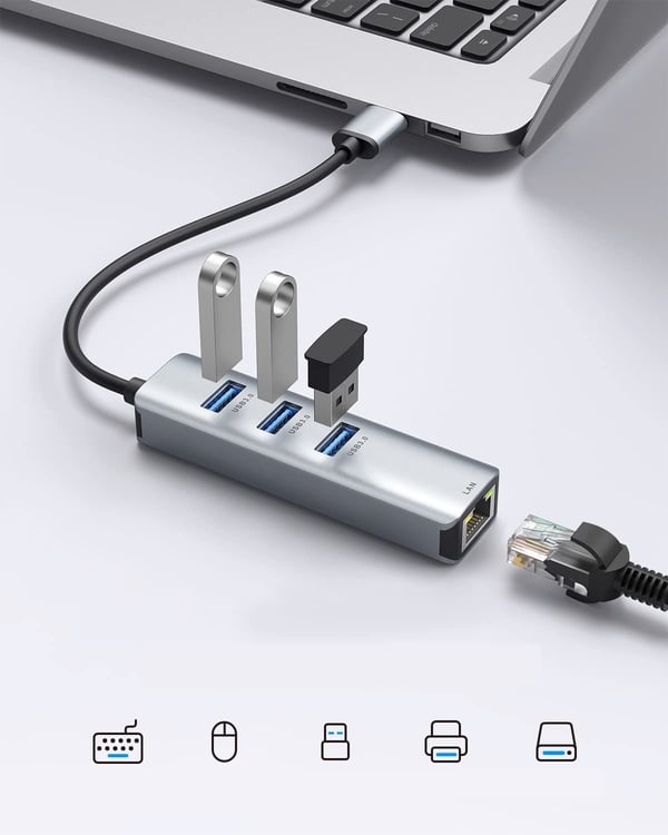 NETVÆRKSKORTHUB USB 3.0 GIGABIT RJ45 1000Mb RJ45 LAN-ADAPTER