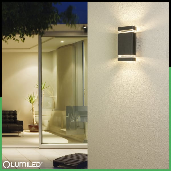Trädgårdslampa väggarmatur upp-ned GU10 svart HEDERA LUMILED