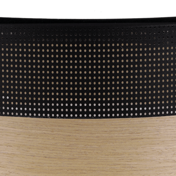 Loftlampe i træplexi, sort, 50 cm, gylden eg