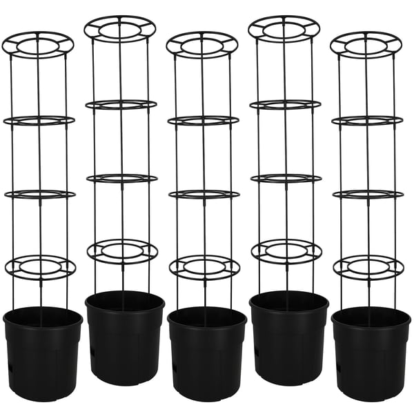 Kruka för tomatodling med stege för balkong, svart, 39 cm, 5-pack