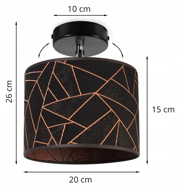 LOFTSLAMPE, VÆGLAMPE, LAMPESKÆRM, KOBBERMØNSTER