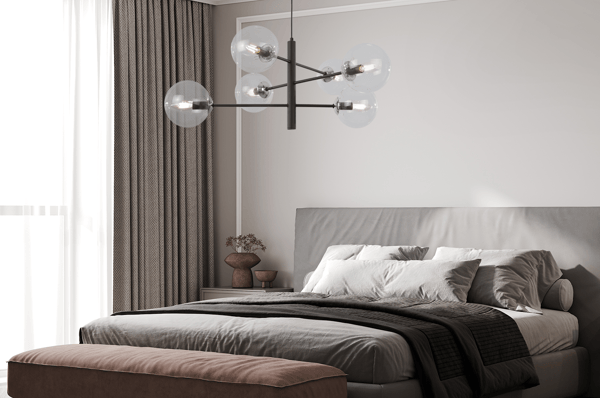 VICENZA HÆNGELAMPE SORT KROM 6 STK. FLAD KLAR LAMPE E14