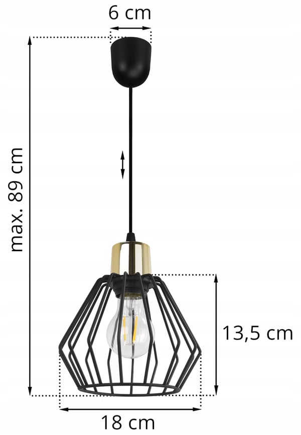 Hængelampe, loftslysekrone, trådskærm, LED