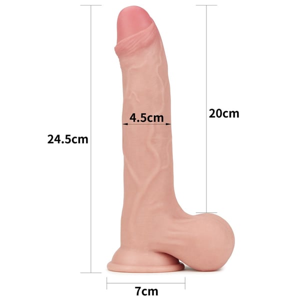 Lovetoy dildo Sliding Skin kaksoiskerrosrakenne 9,5"