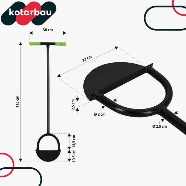 KOTARBAU® Græsplæneskærer, halvrund, forstærket, 23 cm, stålskaft, 113 cm