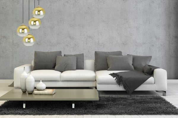 HÆNGELAMPE TIL LOFTKRONE MED GYLDET LAMPESKÆRM 20 CM