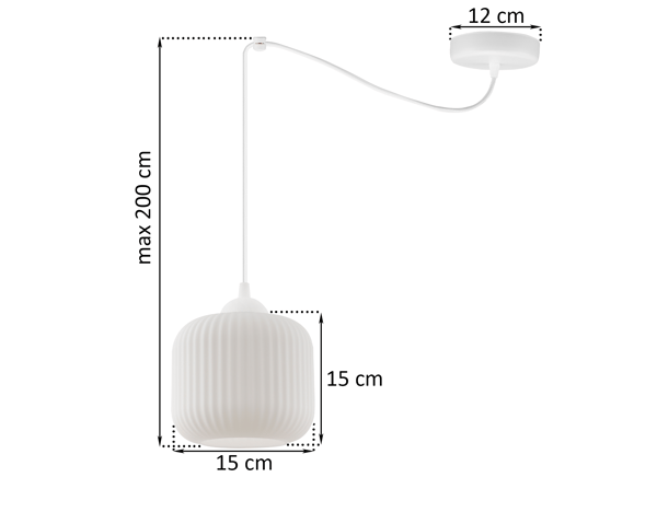 HÆNGELAMPE SPIDER RIFFLE HVID 1 FLAD HVID CYLINDER LAMPESKÆRM E27