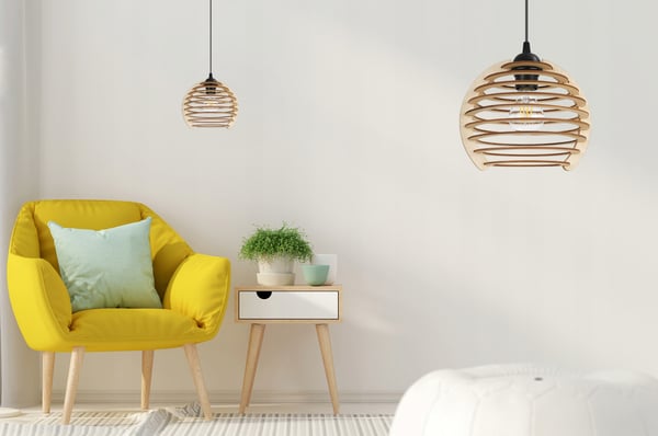 Hængende lampe, loftslysekrone, træ, LED lampeskærm
