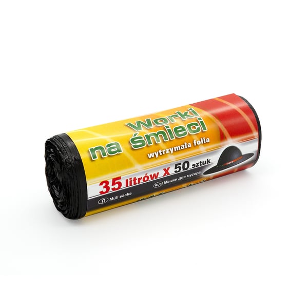 Affaldsposer 35l sorte HDPE, 50 stk.