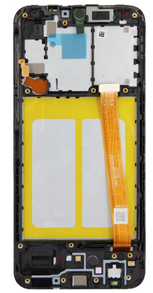 Original LCD-skærm + touchskærm Samsung SM-A202 Galaxy A20e (IPS) sort ramme