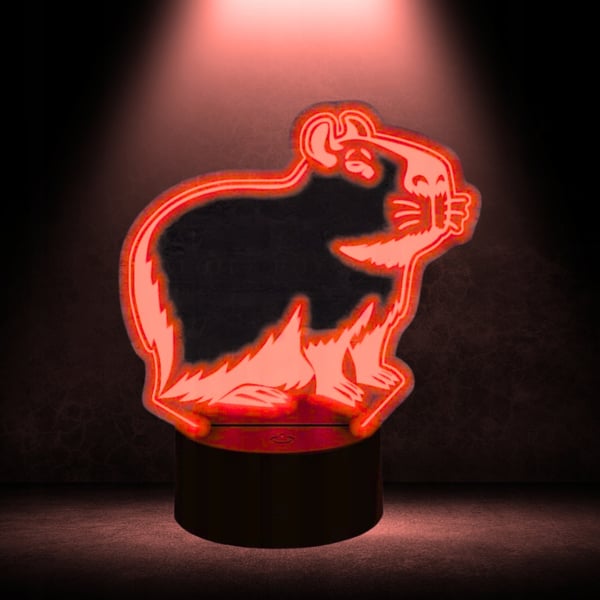 Yöpöytälamppu lapsille Kapibara 16 LED 3D ja kaukosäädin