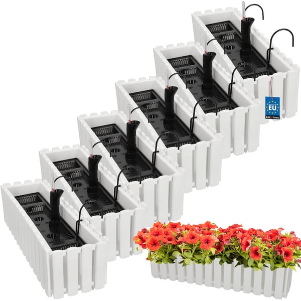 Blomkruka balkonglåda för balustrad terrassblommor vit 60 cm 6 st