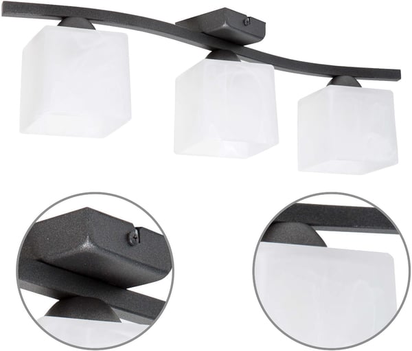 Lasinen kattovalaisin, 3x60W, LED
