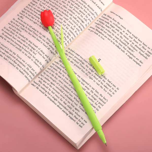 Kyniä cooliin tyttöjen tulppaanikimppuun naistenpäivälahjaksi PINKKI kirjanmerkki [PEN3]