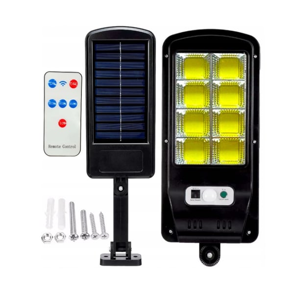 Solcellelampe 160 LED COB havelampe bevægelsessensor 3 tilstande fjernbetjening IP65 halogen