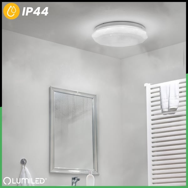 LED-kattovalaisin pinta-asennettava 12W IP44 pyöreä GLORY 2 DIAMOND 26cm LUMILED