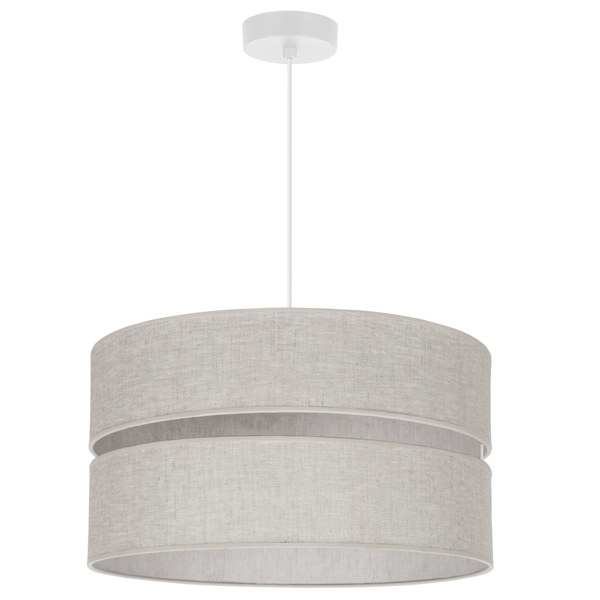 DUO HÆNGELAMPE I HØR, HVID, 1 FLAD LAMPE, BEIGE, LAMPESKÆRM, L01, 40 CM