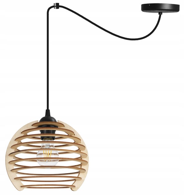 Hængende lampe, loftslysekrone, træ, LED lampeskærm