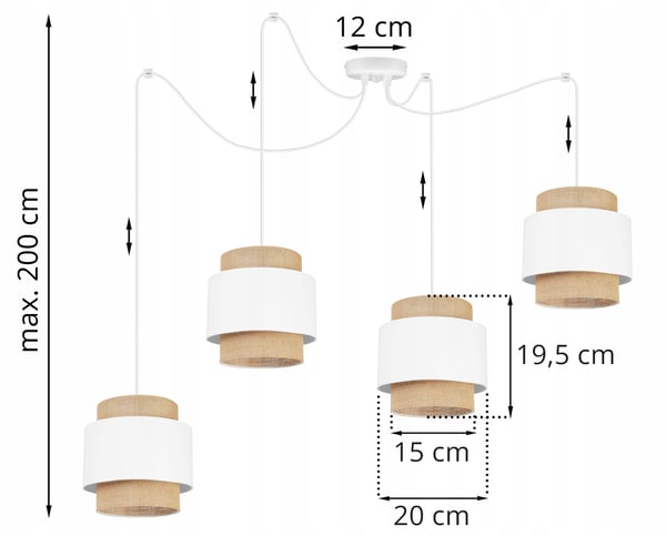 Hængende lampe, loftslysekrone, lampeskærm, boho juta