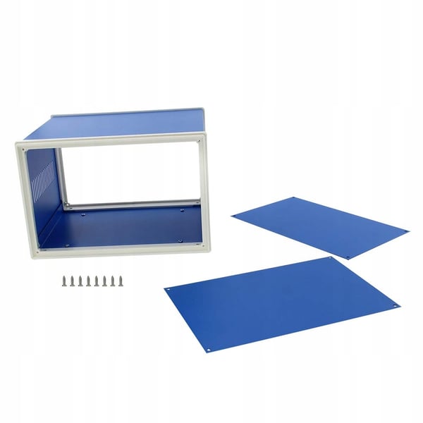 Blåt metalhus til enheder 120x320x268mm