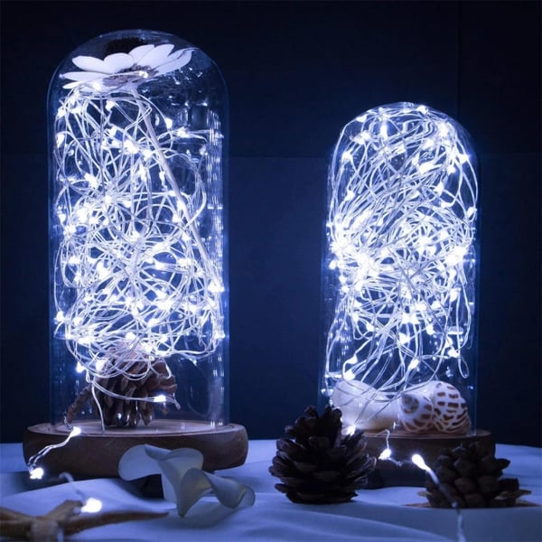 Ledninger, snore, lys, 10 LED juletræslys, 1 m dekorative dioder, batterier, varm/kold