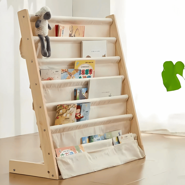 Bokhylla i træ biblioteksbredde 60 cm