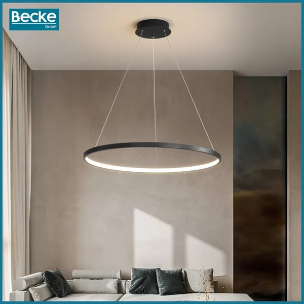 Ring LED-taklampa mattsvart 25W modern industriell hängande
