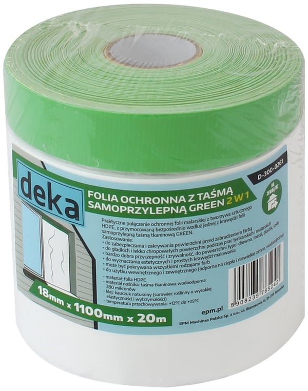 BESKYTTELSESFOLIE MED GRØNT TAPE TIL UDENDØRS 110CM*20M - D-300-0261