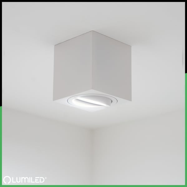 Pinta-asennettava halogeenilamppu, siirrettävä, GU10, neliönmuotoinen, valkoinen, 84 mm, AMAT-M LUMILED