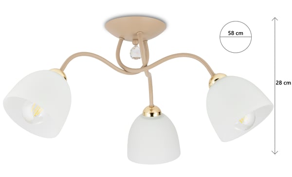 Tina Beige lasinen kattovalaisin 3xE27