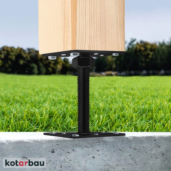 KOTARBAU justerbar stålskruvstolpe för paviljonger och skydd M24 antracit 160 x 252 mm