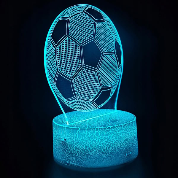 Nattbordslampa för barn fotboll 16 LED 3D med fjärrkontroll