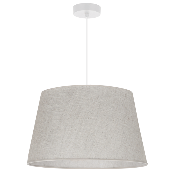 Hængelampe, linnedkegle, hvid, 1 flad, lys beige lampeskærm, L01 44cm