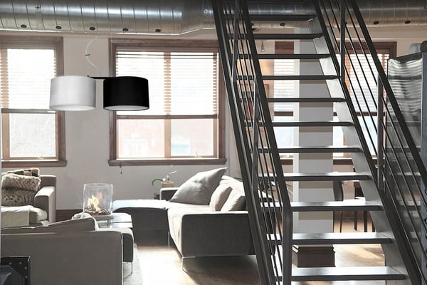 Moderne hængelampe, stofskærm, 2x60W LED