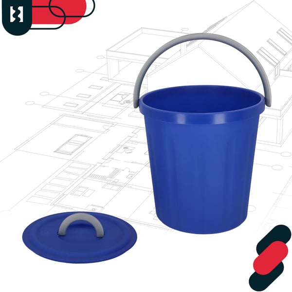 KOTARBAU® Spand med låg og håndtag, plastik, marineblå, 15 l