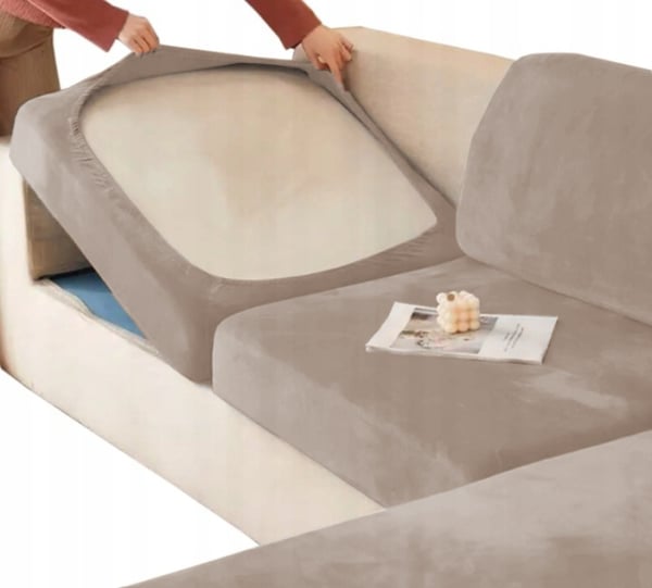 Sofföverdrag beige cappuccino sammet 135-165 cm