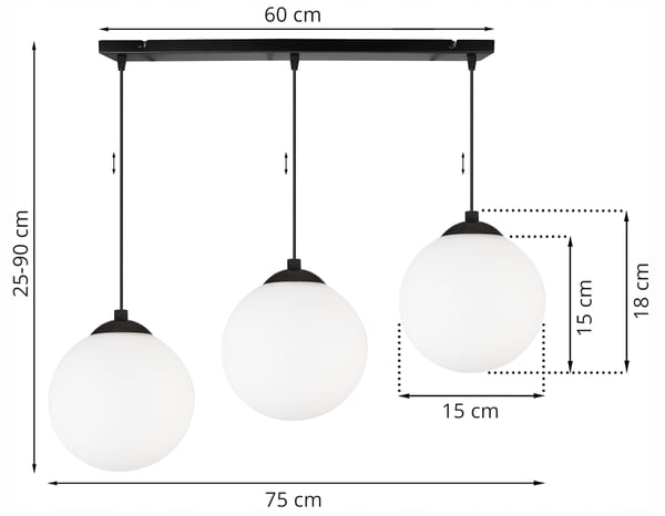 Loftslampe med kugle, sort LED, 15 cm