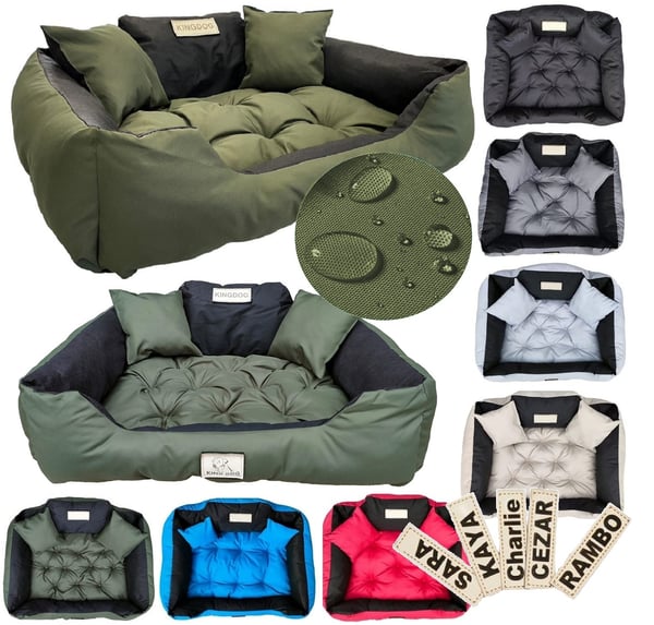Hundeseng kennel KINGDOG 55x45 cm personliggjort vandtæt grøn