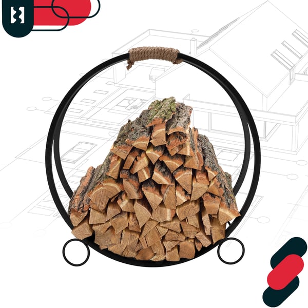 KOTARBAU® Brændekurvsstativ til pejs Stål Metal Brændekurv Dekorativ Loftkurv Hjul Sort 59 x 22,5 x 61 cm