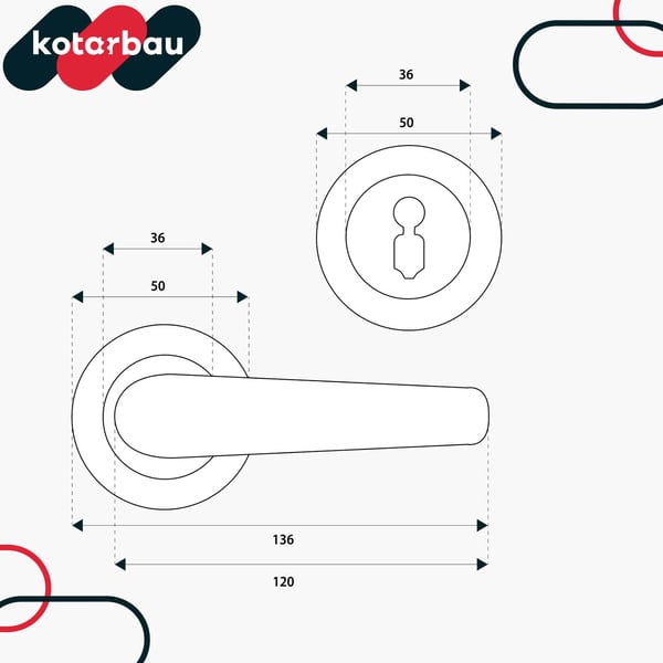 Kotarbau® Sisäoven ovenkahva Lyhyt halkaistu levy Patina + Avaimenperä