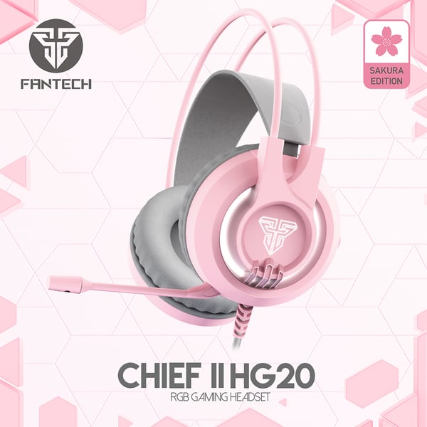 Fantech HG20 Chief gaming mikrofon RGB-høretelefoner rosa