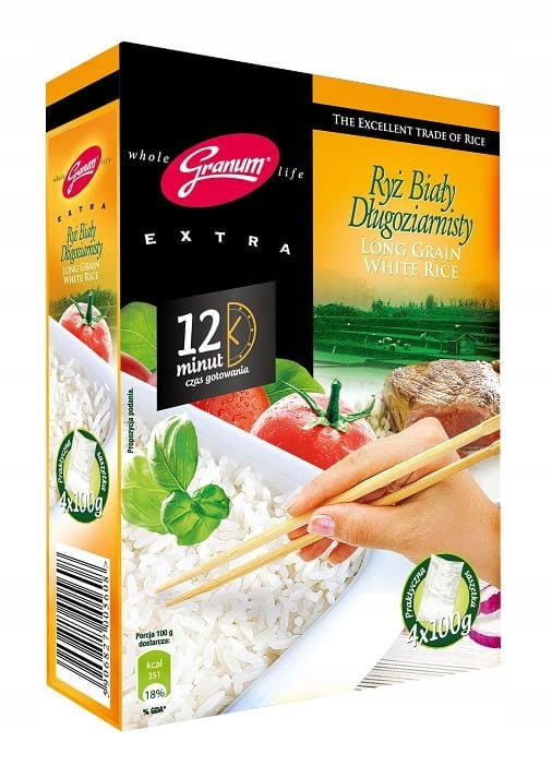 Melvit Granum pitkäjyväinen valkoinen riisi 100 g x 4 kpl