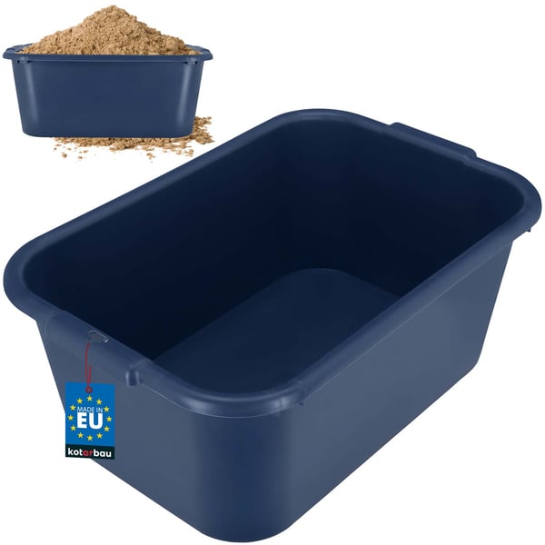 Rektangulär trädgårdscontainer för byggarbetsplatser, murbrukscontainer 45 l, marinblå