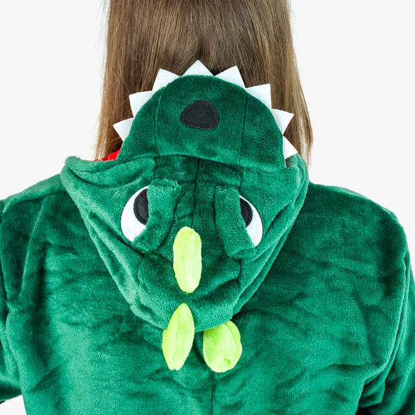Herrpyjamas i ett stycke med dinosaurie, kigurumi, förklädnad, onesie, dinosaurie-kostym - L