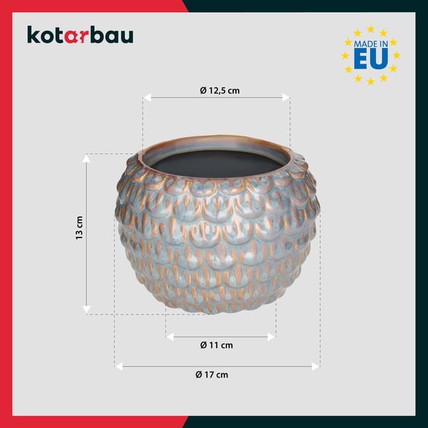 Kotarbau® 2 kpl taiteellinen kukkaruukku 17 cm harmaa kansi vintage hiutalekeräys käsintehty ruukku kukille ja yrteille