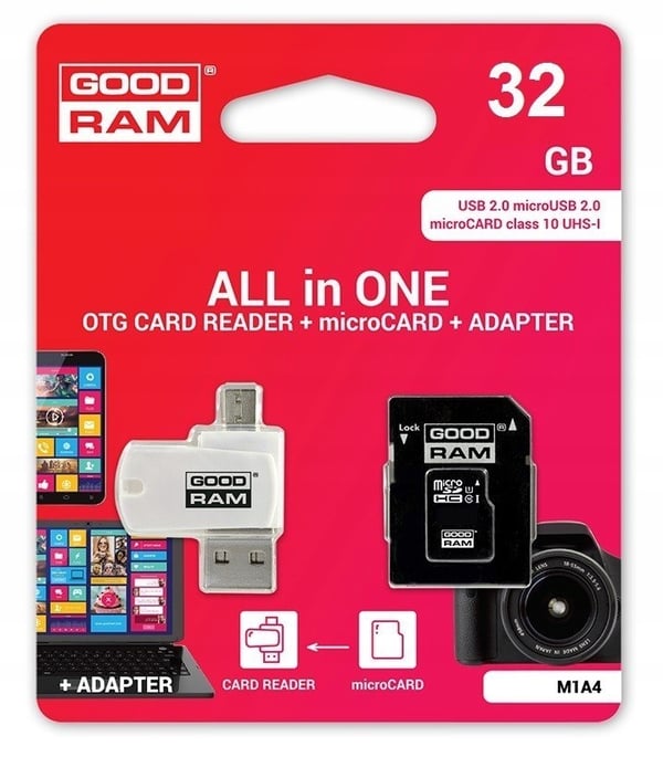 Goodram 32GB M1A4 UHS-I microSDHC hukommelseskort + adapter