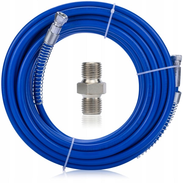 Slangesæt til sprøjtemalingspistol lavet af TPU-fiber 15 m blå + slangekobling GZ 1/4" til GZ 1/4"